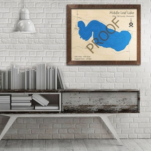 Middle Leaf Lake, MN 3D Wood Map | Custom Nautical Map, Cabin Decor, Lake House Decor, 3D Wooden Chart, Minnesota