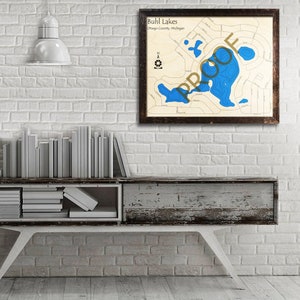 Buhl Lakes, Michigan 3D Wood Map | Cabin Decor - Lake House Décor - Nautical Decor | Unique Map Art, Wedding, Custom Gift