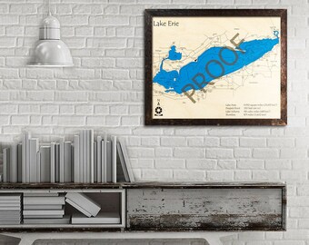 Lake Erie – Great Lakes 3D Wood Map | Lake House Décor - Cabin Decor - Nautical Decor | Map Art, Wedding, Custom Gift