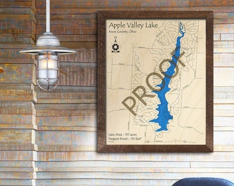 Apple Valley Lake Ohio Map Apple Valley Lake Ohio 3D Wood Map Custom Nautical Map | Etsy