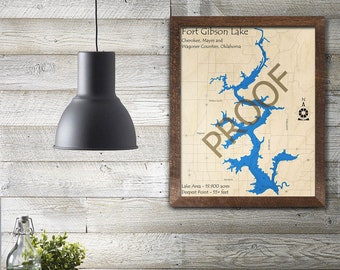 Fort Gibson Lake Map Etsy