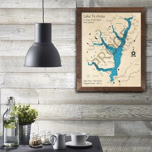 Lake Te Anau 3D Wood Map | South Island, New Zealand | Custom Nautical Wall Art, Personalized Wooden Map