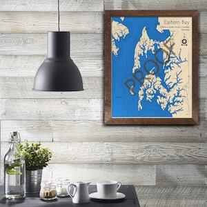 Chesapeake Bay - Eastern Bay, 3D Map | Custom Nautical Wood Map, Cabin Decor, Beach House Decor, 3D Nautical Chart, Laser-Cut Map, Maryland