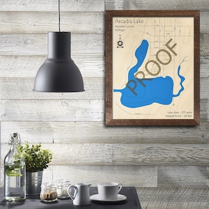 Arcadia Lake, MI 3D Wood Map | Custom Nautical Map, Cabin Decor, Lake House Decor, 3D Wooden Chart,  Michigan
