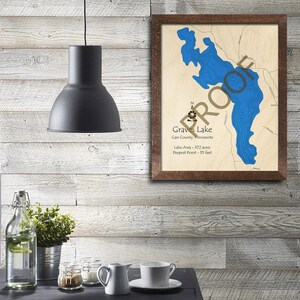 Graves Lake, MN 3D Wood Map | Custom Nautical Map, Cabin Decor, Lake House Decor, 3D Wooden Chart, Minnesota