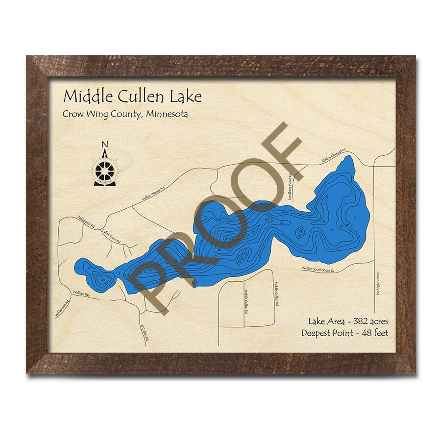 Middle Cullen Lake MN 3D Wood Map Custom Nautical Map Etsy