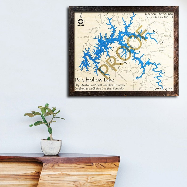 Dale Hollow Lake Tn Ky 3d Wood Map Cabin Decor Lake House Etsy