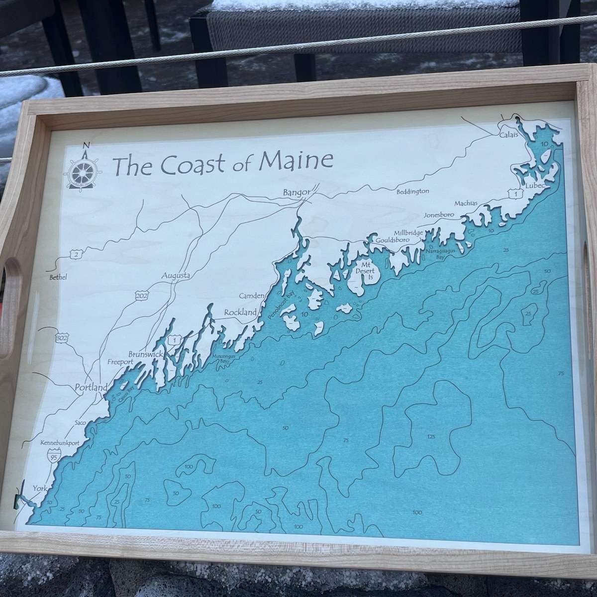 Coast of Maine Serving Tray Map Art