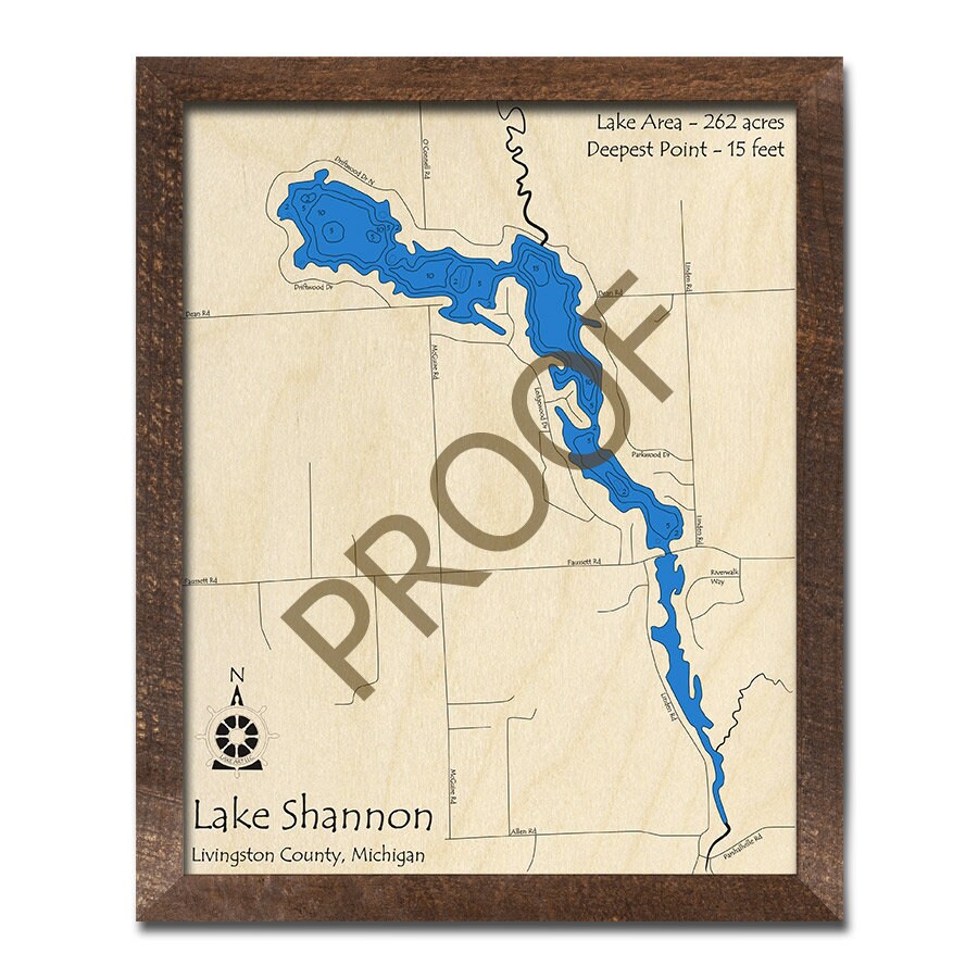 Lake Shannon MI 3D Wood Carved Map Custom Nautical Map Etsy
