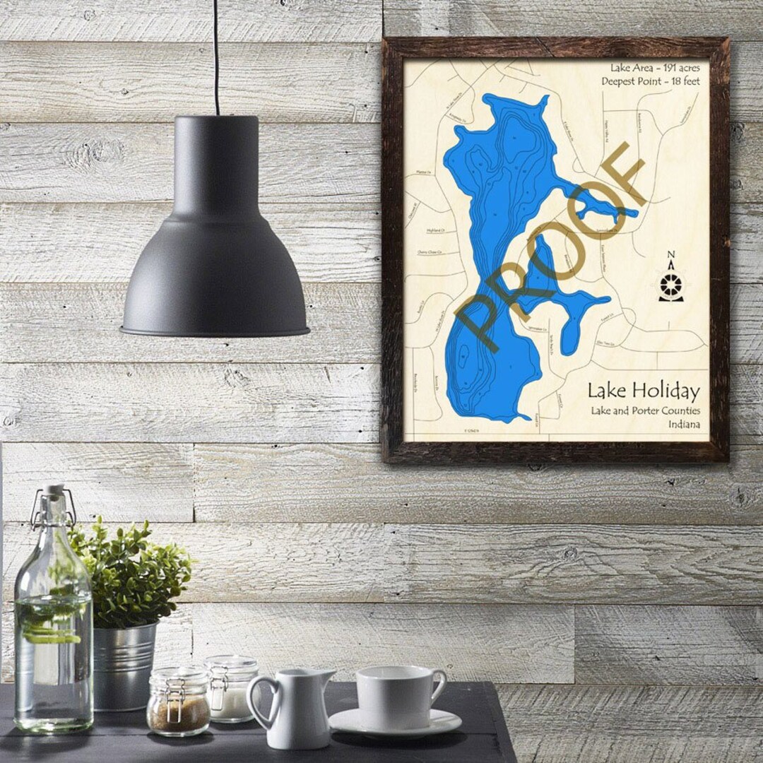 Lake Holiday Indiana 3D Wood Map Cabin Decor Lake House Etsy New Zealand