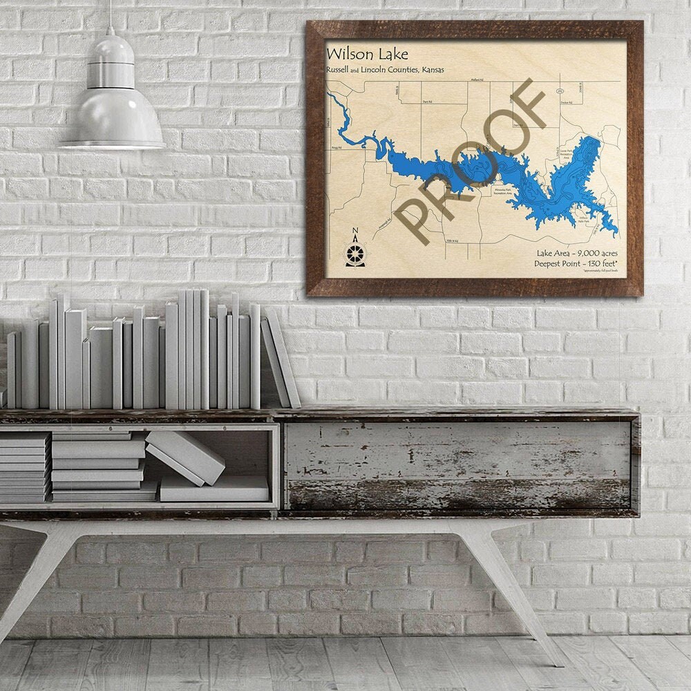 Wilson Lake Kansas 3D Wood Map Custom Nautical Map Cabin Etsy