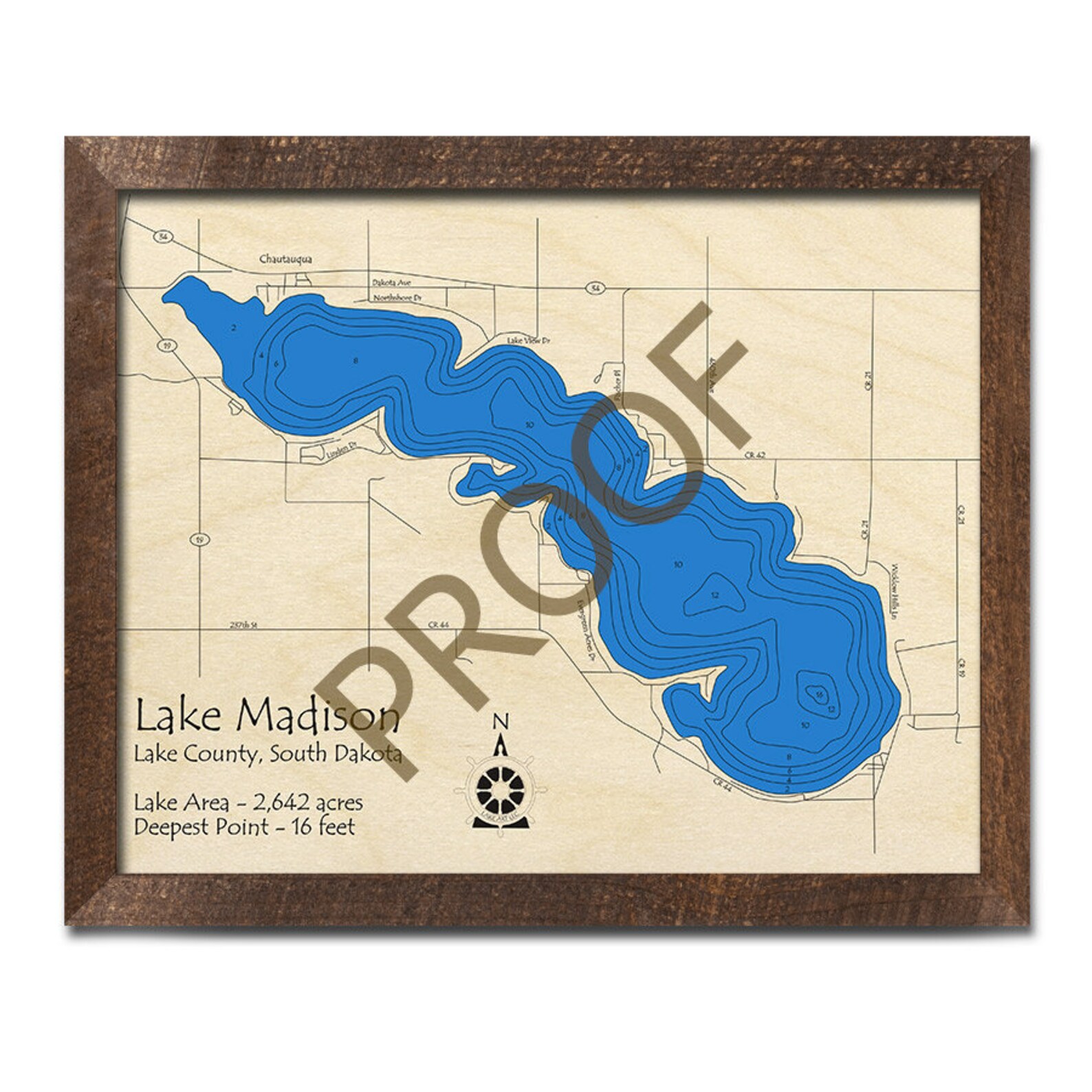 Lake Madison SD 3D Wood Map 3D Depth Map Cabin Decor Lake Etsy