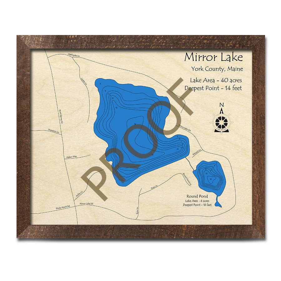Mirror Lake Maine 3D Wood Map Custom Nautical Map Unique Etsy