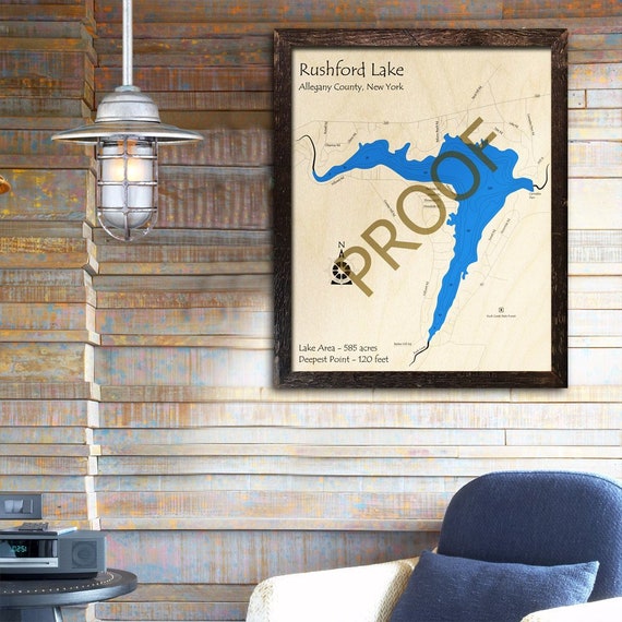 Rushford Lake New York 3D Wood Map Lake House cabin Decor Etsy