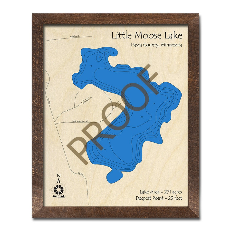 Little Moose Lake MN 3D Wood Map Custom Nautical Map Cabin Etsy