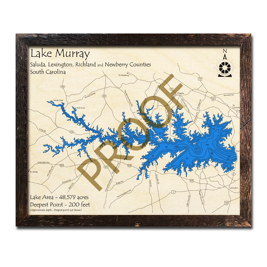 Lake Murray South Carolina 3D Laser-cut Map Topographic Map | Etsy