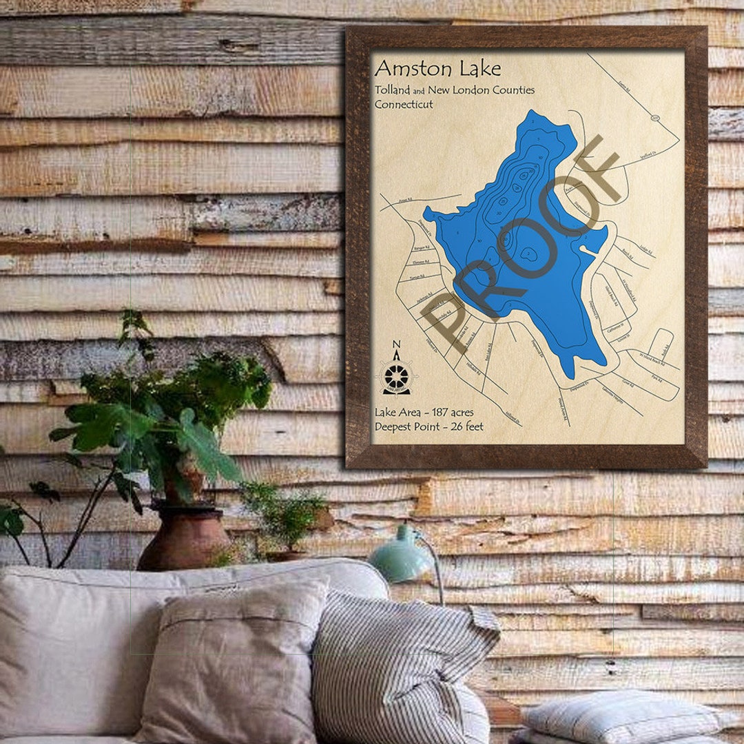 Amston Lake CT 3D Wood Map Custom Nautical Map Unique Etsy