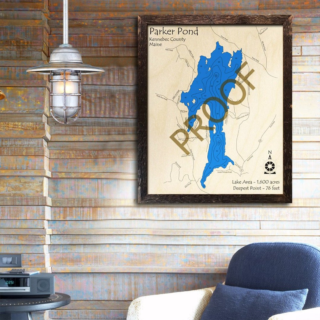 Parker Pond Maine 3D Wood Map Cabin Decor Lake House Etsy