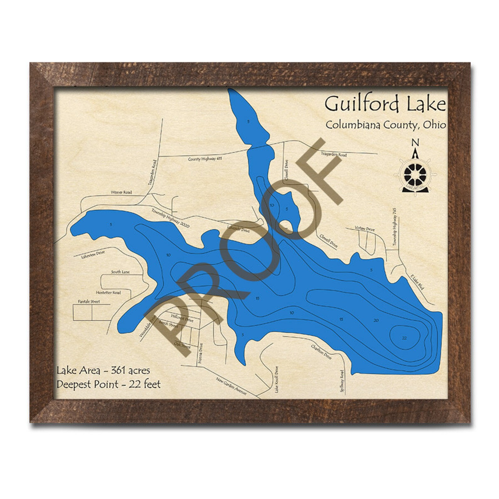 Guilford Lake Ohio 3D Wood Map Custom Nautical Map Cabin Etsy
