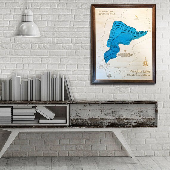 Wrights Lake California 3d Laser Cut Wood Map Depth Map Of Etsy