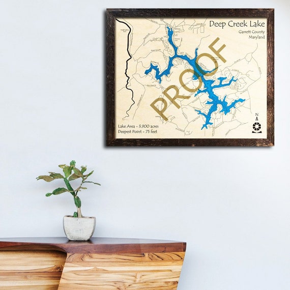 Deep Creek Lake Md 3d Laser Cut Wood Map Lake House Cabin Etsy