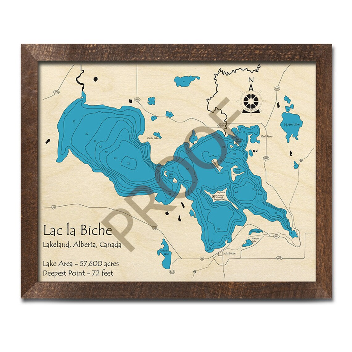 Lac La Biche 3D Wood Map Alberta Canada Custom Nautical Etsy UK