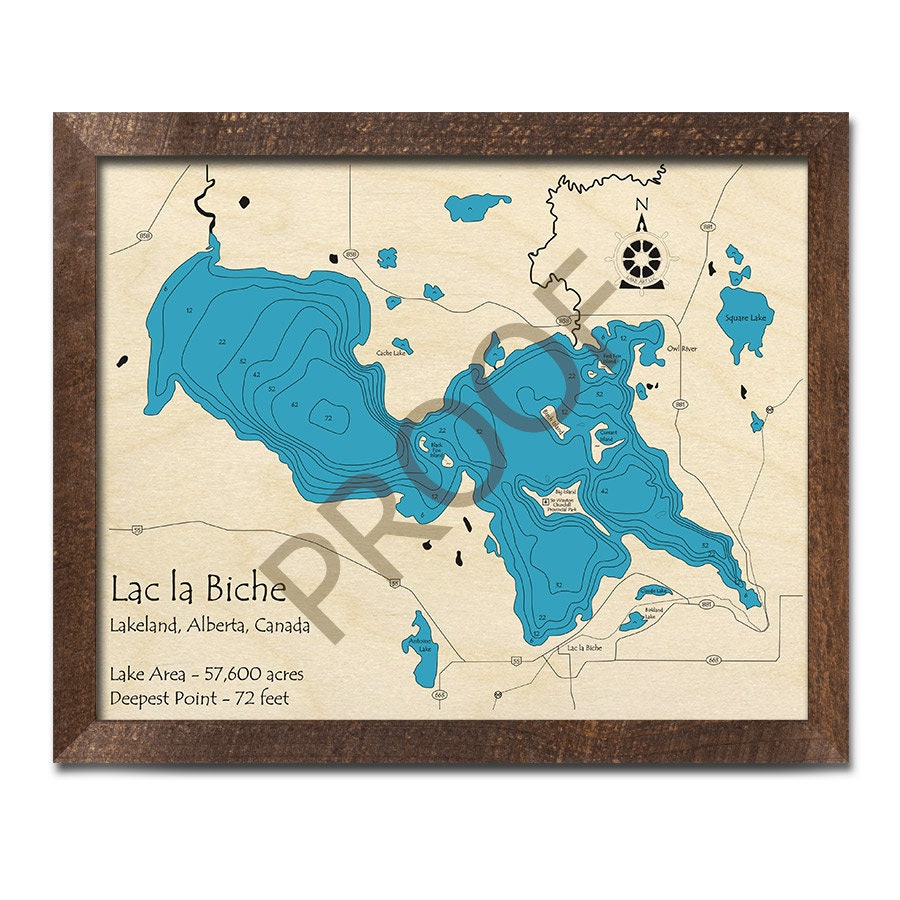 Lac La Biche 3D Wood Map Alberta Canada Custom Nautical Etsy