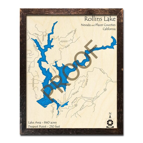 Rollins Lake California 3d Wood Map Cabin Decor Lake Etsy