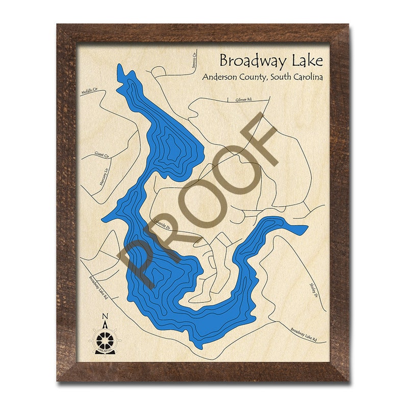 Broadway Lake SC 3D Wood Map Custom Nautical Map Unique Etsy
