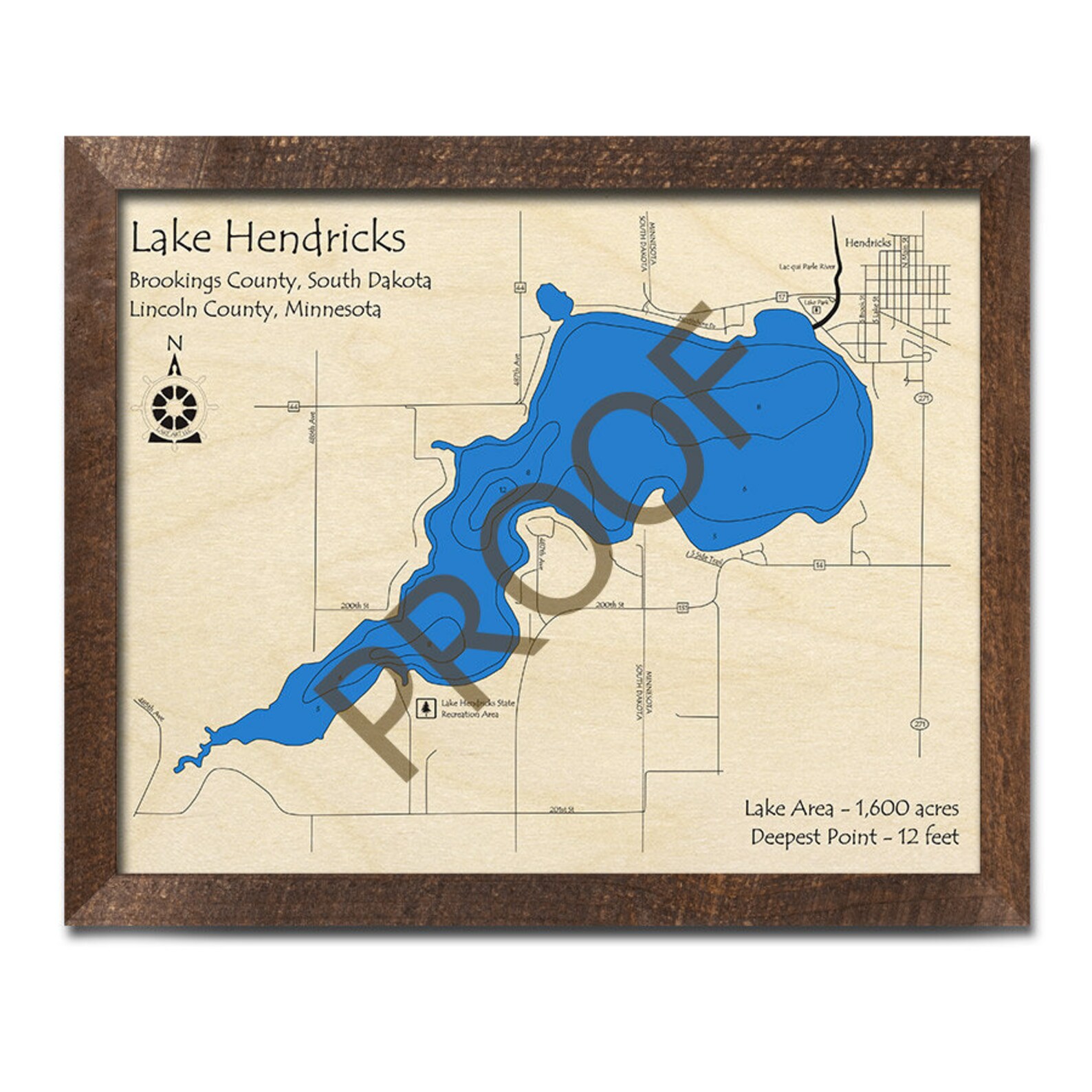 Lake Hendricks SD 3D Wood Map 3D Depth Map Cabin Decor Etsy