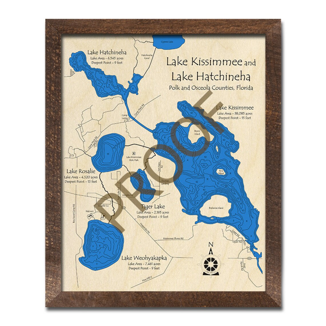 Lake Kissimmee Lake Hatchineha FL 3D Map Custom Nautical Etsy