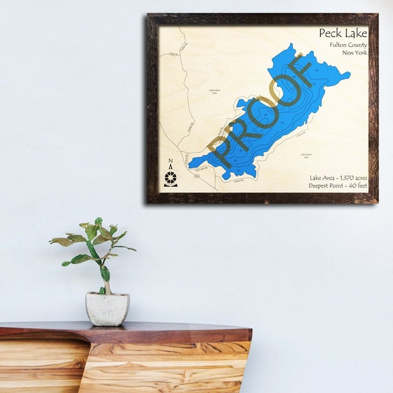 Peck Lake New York 3D Wood Map Cabin Decor Lake House Etsy