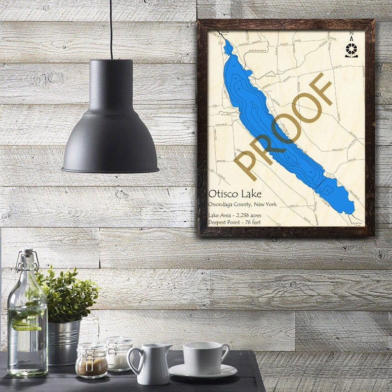 Otisco Lake Finger Lakes New York 3D Wood Map Lake House Etsy