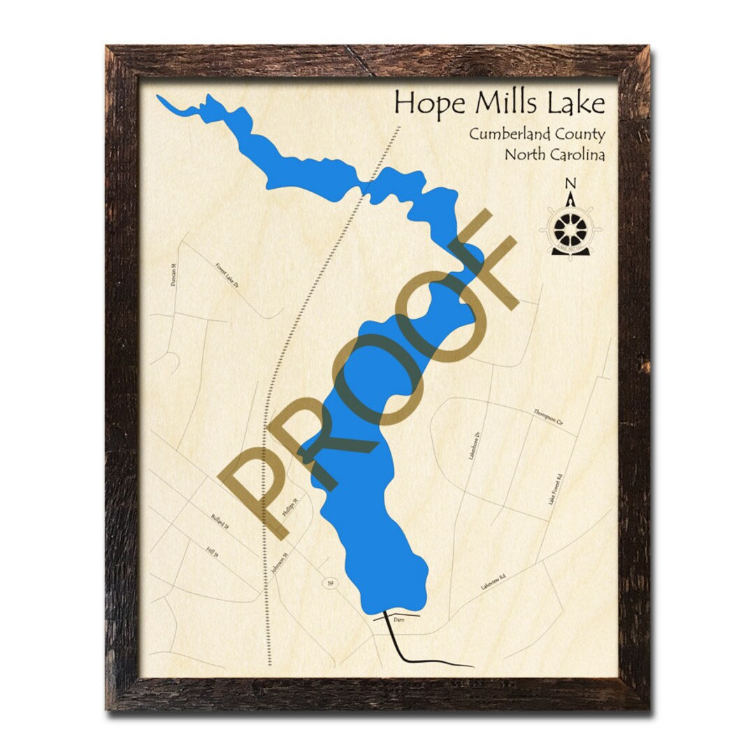 3D Hope Mills Lake Map North Carolina 3D Wood Map Cabin Decor Il Amrx 