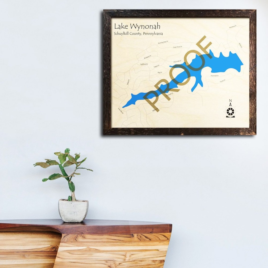 Lake Wynonah, Pennsylvania 3D Wood Map Cabin Decor Lake House Décor