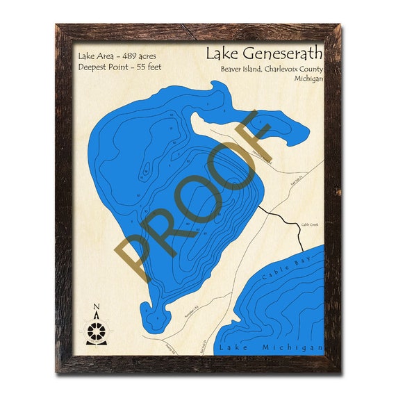 Lake Geneserath Beaver Island Mi 3d Wood Map Cabin Decor Etsy