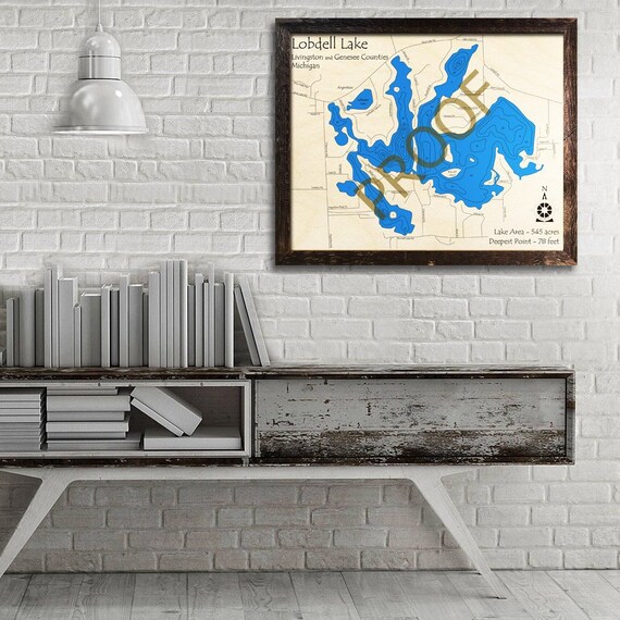 Lobdell Lake Michigan 3D Wood Map Cabin Decor Lake House Etsy