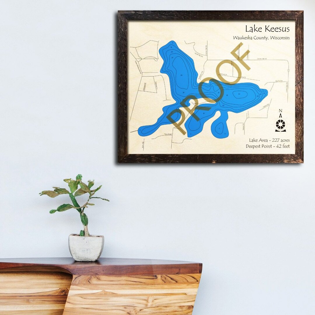 Lake Keesus Wisconsin 3D Wood Map Cabin Decor Lake House Etsy