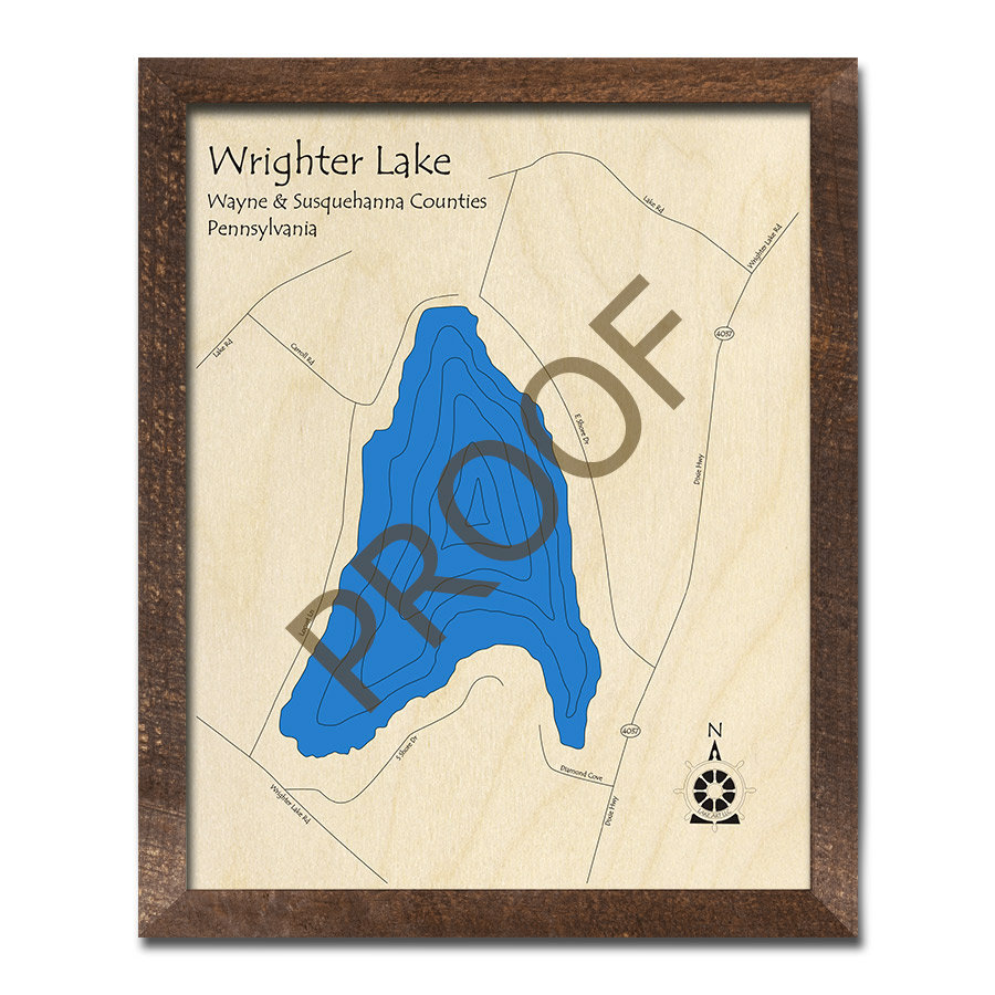 Wrighter Lake PA 3D Wood Map Custom Nautical Map Cabin Etsy