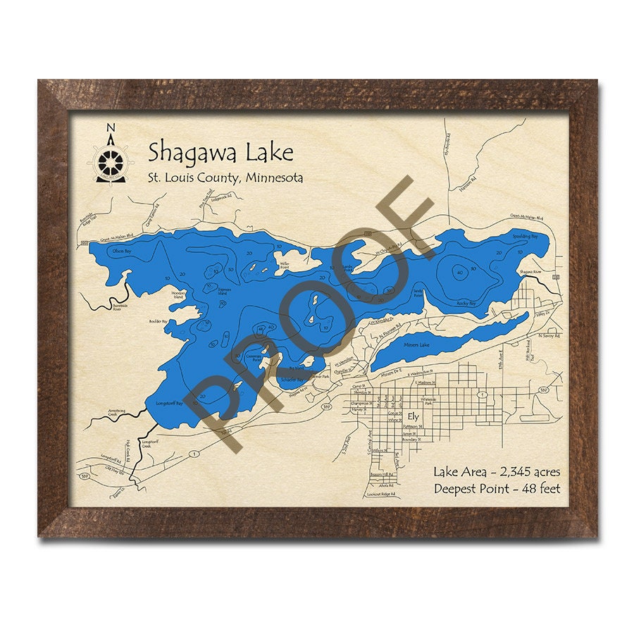 Shagawa Lake MN 3D Wood Map Custom Nautical Map Cabin Etsy