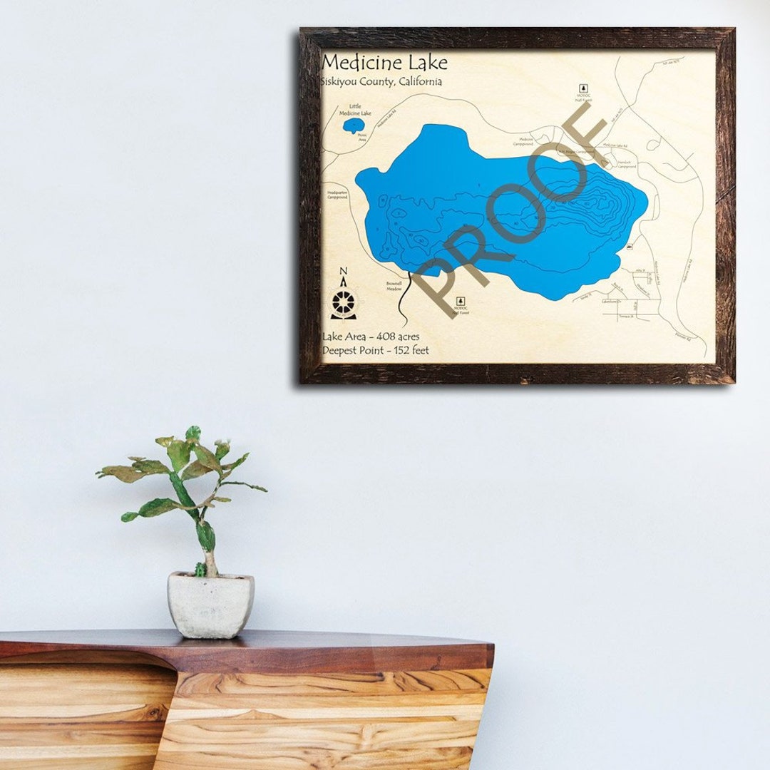 Medicine Lake California 3D Wood Map Cabin Decor Lake Etsy