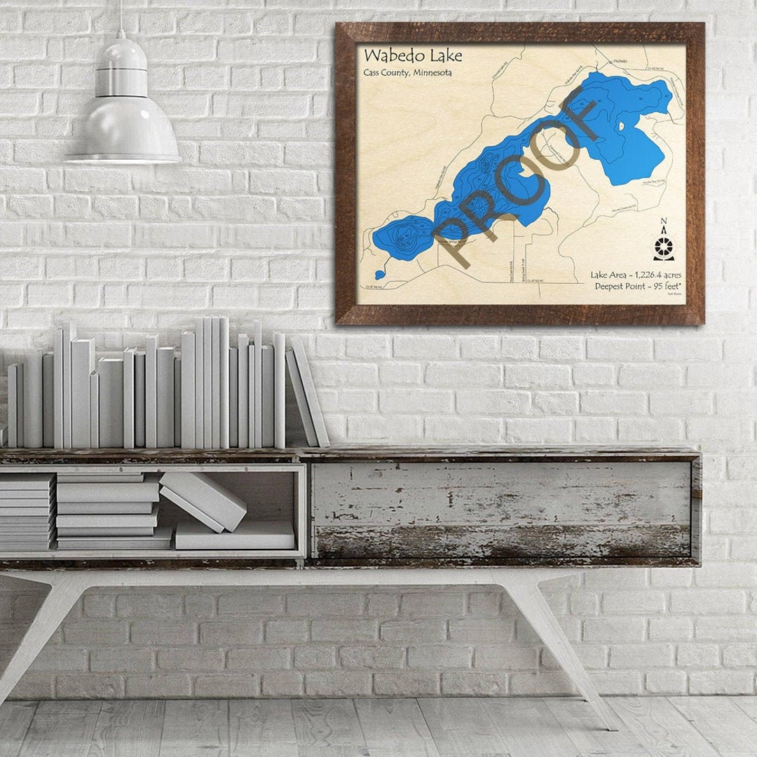 Wabedo Lake MN 3D Wood Map Custom Nautical Map Cabin Etsy