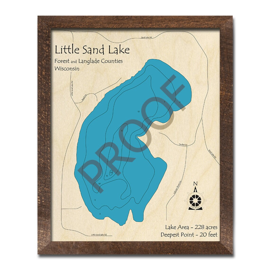 Little Sand Lake WI 3D Wood Carved Map Custom Nautical Wall Etsy