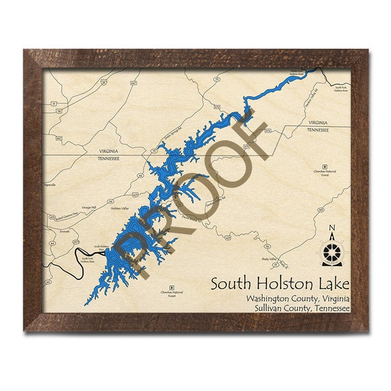 South Holston Lake Map South Holston Lake Va/Tn 3D Wood Map Custom Nautical Chart - Etsy India