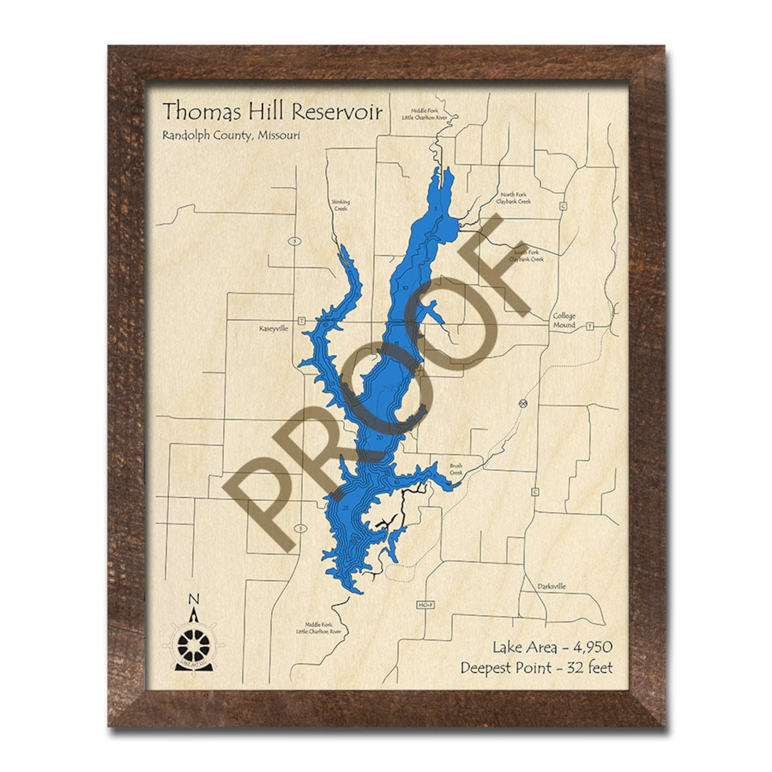 Thomas Hill Reservoir MO 3D Wood Map Custom Nautical Map Etsy