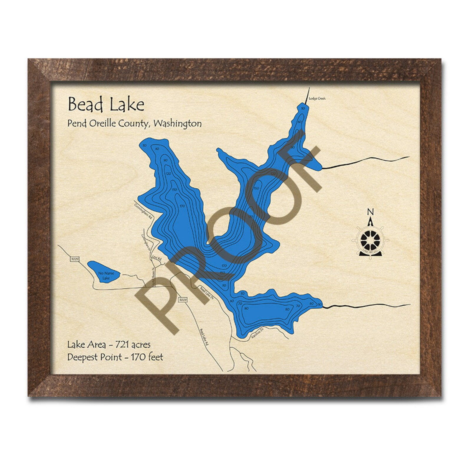 Bead Lake WA 3D Wood Map 3D Depth Map Cabin Decor Lake Etsy