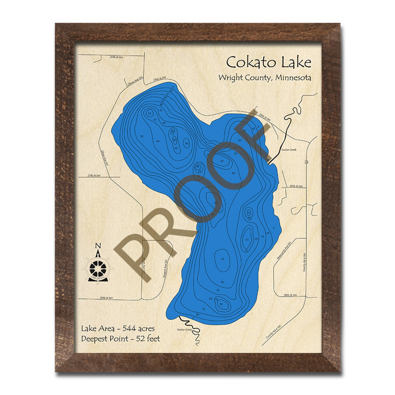 Cokato Lake MN 3D Wood Map Custom Nautical Map Cabin Etsy