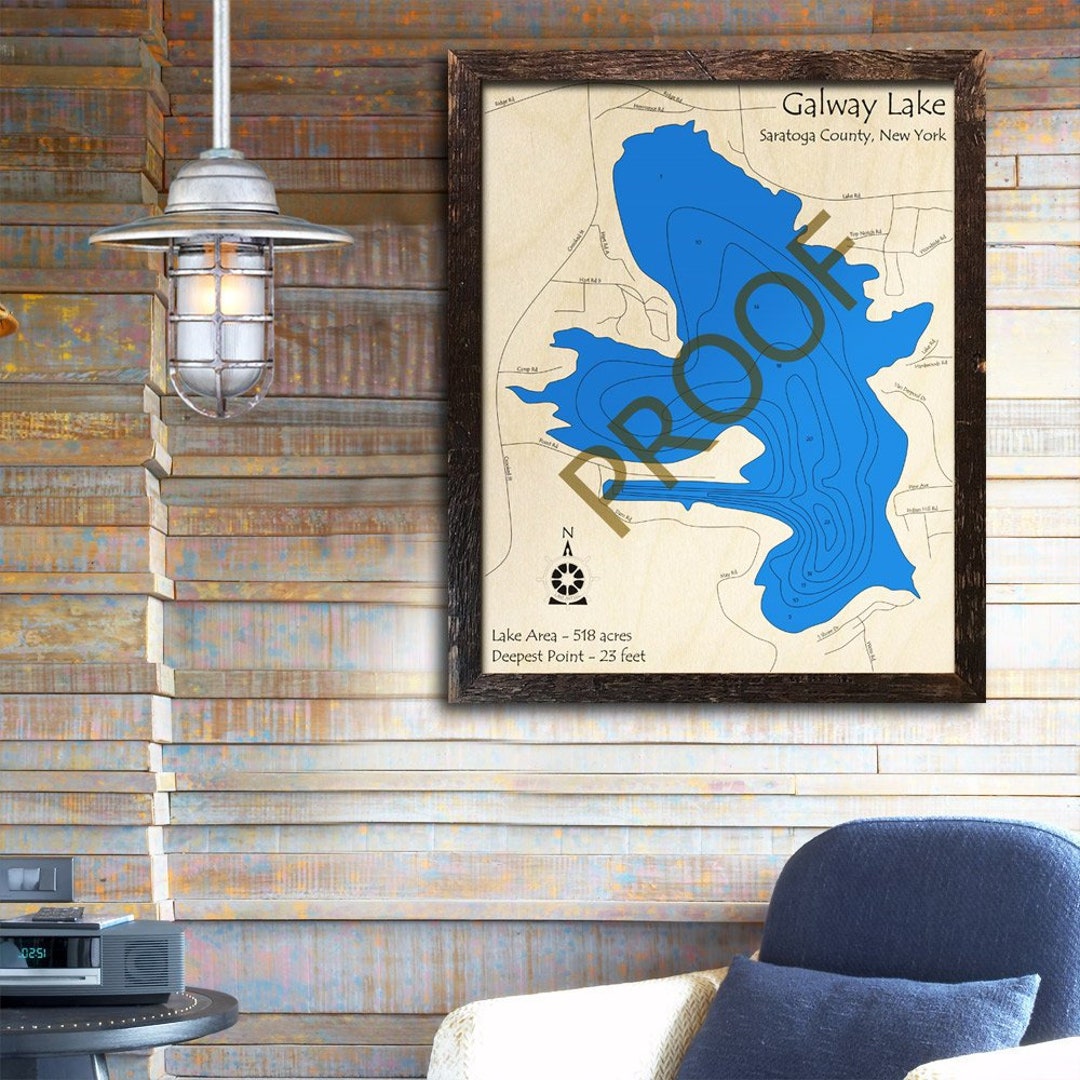 Galway Lake New York 3D Wood Map Cabin Decor Lake House Etsy
