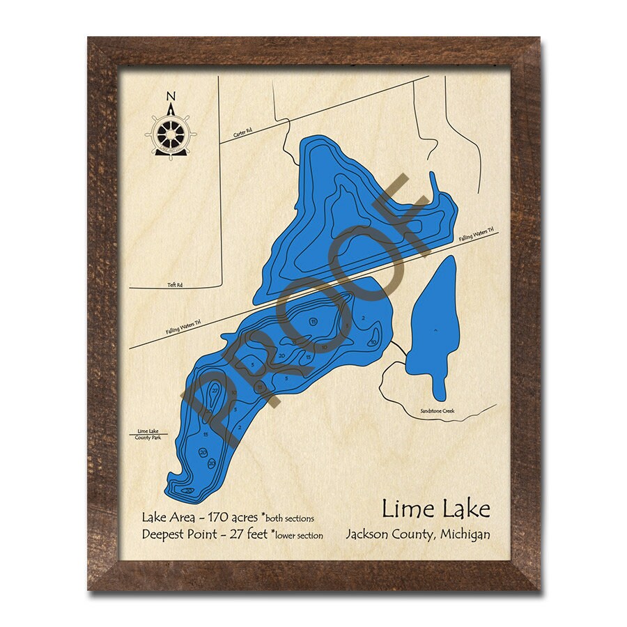 Lime Lake Jackson Cty MI 3D Wood Map Custom Nautical Map Etsy