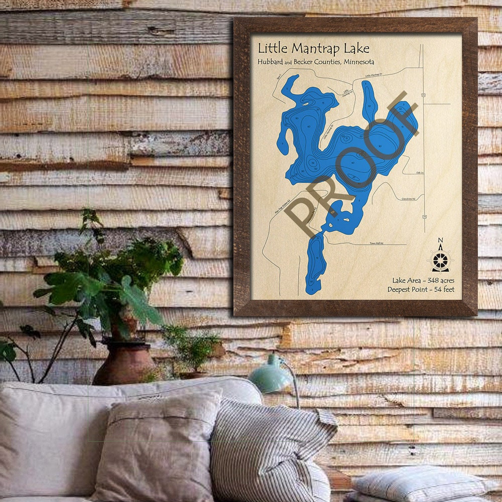 Little Mantrap Lake MN 3D Wood Map Custom Nautical Map Etsy